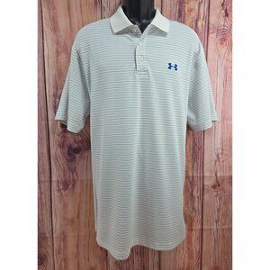 Under Armour Mens HeatGear Loose Fit Polo Shirt XL Blue Striped